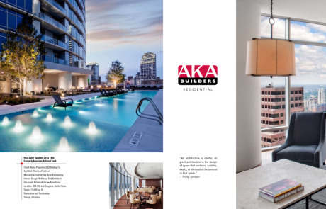 AKA Builders Brochure. Commercial Construction - Austin, Texas. Brand Identity, Glenn Clegg - Designer/Creative