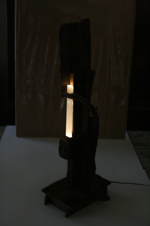 Sculpture Lamp LED lamp with Selenite Crystal - Glenn Clegg